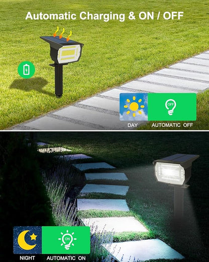 LOTMOS Solar Spot Lights Outdoor, 6 Pack/72 LED/3 Lighting Modes 2-in-1 Solar Landscape Lights, Auto On/Off IP67 Waterproof for Yard, Tree, Garden, House (Cool White)