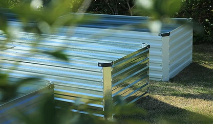 4×3×1FT(2PCS) Galvanized Raised Garden Bed Kit, Metal Planter Boxes,Large Raised Garden Bed for Planting Vegetables,Flowers,Herbs -Silver