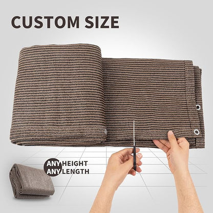 LOVE STORY Custom Size 3.3'x25' Brown Balcony Privacy Screen,UV Block Privacy Fence Screen,90% Shield for Outdoor Pool Garden Apartment Railing