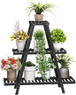 BMOSU Plant Stand Bamboo for Indoor Outdoor Tiered Plant Shelf 8 Potted Flower Holder Ladder Rack Garden Balcony Living Room Patio(3 Tier Black)