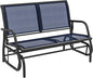 Outsunny 2-Person Outdoor Glider Bench, Patio Double Swing Rocking Chair Loveseat w/Powder Coated Steel Frame for Backyard Garden Porch, Dark Blue
