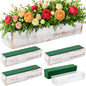 Dandat 4 Set Wood Boxes for Centerpieces 16x4 Inch Rectangle Wooden Planter Box Rustic Wooden Planters with Removable Plastic Liner Floral Foam Blocks for Christmas Wedding Home Garden Decor(White)