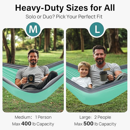 Kootek Camping Hammock, Portable Hammocks with Tree Straps & Attached Carry Bag, Camping Essentials Gear, Perfect for Outside Indoor Hiking Beach Backpack Travel