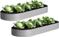 2PCS 12x4x1FT Galvanized Raised Garden Bed Kit,Vegetable Boxes-Oval Metal Flower Box,Large Planter Raised Beds Outdoor Garden for Planting,Fruit,Herb-Silver