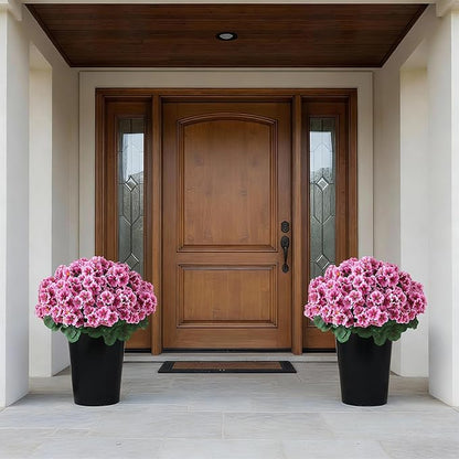 2 Pack Artificial Geranium Flowers Topitary Trees for Outdoors, UV Resistant Geraniums Potted Bushes Look Real Silk Faux Plants for Front Door Garden Porch Planter Farmhouse Home Decor (Pink)