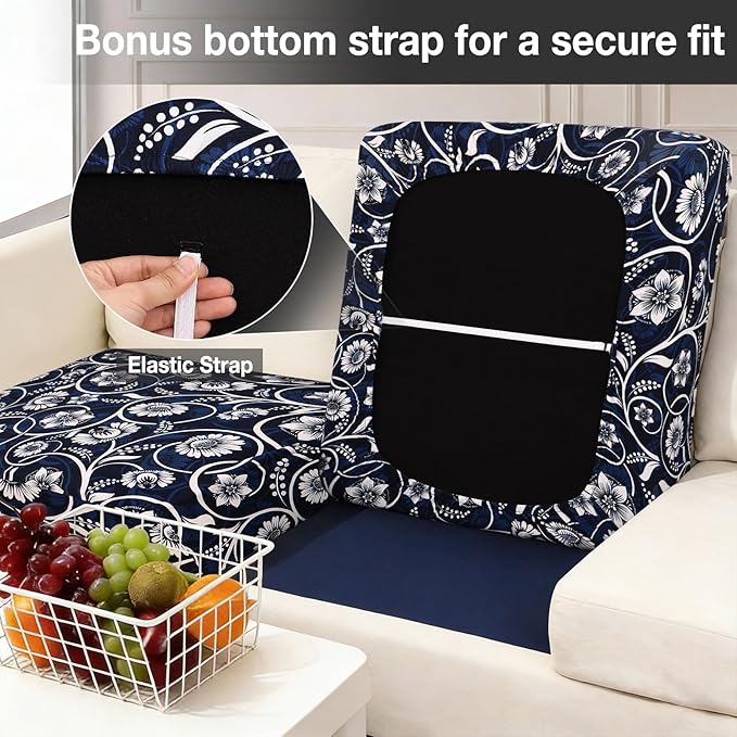 Cushion Covers 8-Piece Set, Stretch Fit Baroque Print, Machine Washable