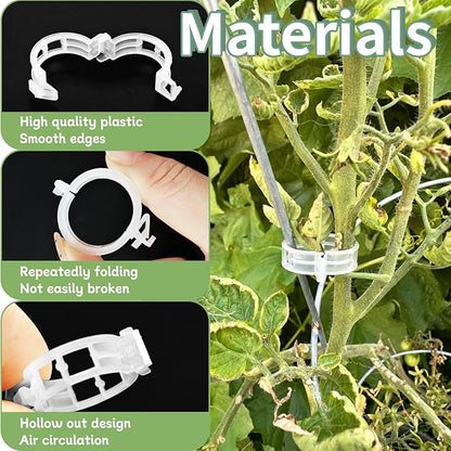 OJYUDD 200 Pcs White Plant Support Garden Clips,Secured Plastic Plant Clip,Tomato Vine Clips,Climbing Plant Support Clips for Flower Vine Twine Orchid