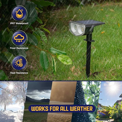 Kyosho Solar Color Spot Lights Outdoor, 9 Lighting Modes Halloween Christmas Lights, 38 LEDs Color Changing Waterproof RGBW Multicolor Tree Pool Solar Spotlight, 2 Pack