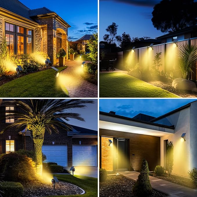 nipify 6 Pack Solar Spot Lights Outdoor Waterproof with 3 Modes, Solar Spotlight Light for Outside Yard Landscape Lighting Pathway Lights Wall,Warm White