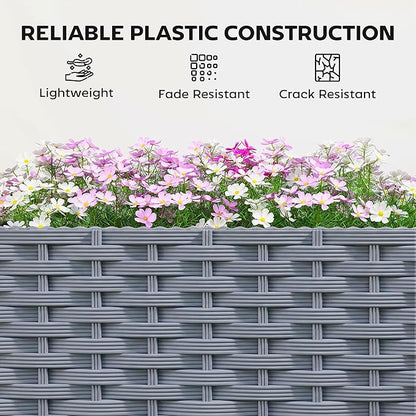 Outsunny Planter Box with Trellis, Self Watering Raised Garden Bed with Lockable Wheels, 56.3" Trellis Privacy Planter with Drainage Holes for Climbing Plants, Vines, Vegetables, Flowers, Gray