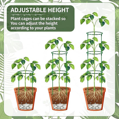12 Pack Plant Support Stakes Sets - Versatile Plant Cages, Stackable Garden Flower Support， Small Plant Stakes for Indoor Plants,Tomato,Monstera, Peony, Hydrangea, Climbing Plants
