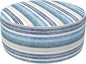 LVTXIII Inflatable Stool Ottoman Footrest with Handle, Decorative Fade-Resistant Foot Stool, Indoor or Outdoor Pouf for Home Garden and Camping Use, D21 x W 21 x H9, Stripe Layered Blue