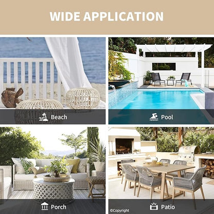Outdoor Patio Curtain Waterproof Darkening Thermal Insulated Indoor Curtains for Bedroom, Porch, Living Room, Pergola, Cabana, W105 x L120 Extra Wide Room Divider, Beige, Set of 2 Panels