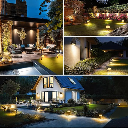 Solar Spot Lights Outdoor with 60 LED & Auto On/Off, 2 Pack Solar Lights Outdoor Waterproof IP68 with 3 Lighting Modes, 2-in-1 Solars Landscape Light for Outside, Garden, Yard(Warm White)