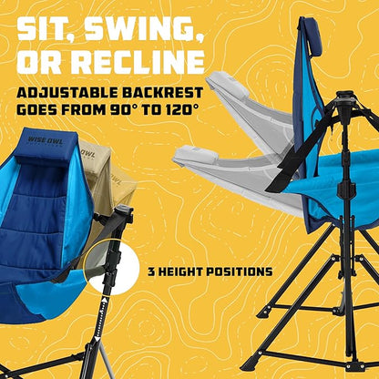 Wise Owl Outfitters Hammock Chair for Adults – Comfortable Portable Folding Rocking Camping Chair with Carry Bag – Great for Lawn, Campsite & Outdoors