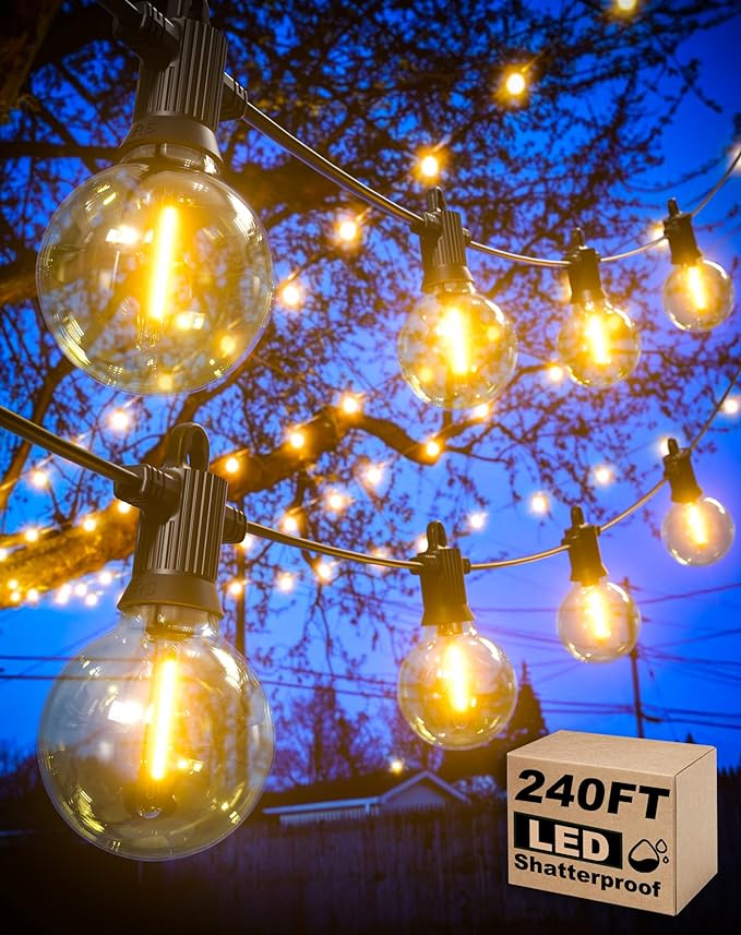 String Lights 240 FT Waterproof LED, Warm White, 120 Bulbs