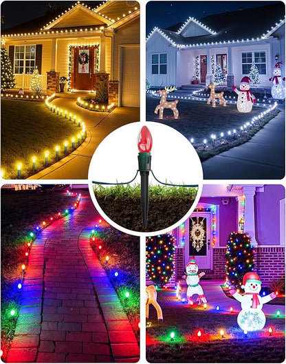 100-Pack Christmas Light Yard Stakes, 5.5 Inch Lighting Stakes for C7 C9 Christmas Lights Outdoor, Universal Yard Stakes for Outdoor Holiday Lights Use on Garden Lawn Patio Pathway Walkway – Black