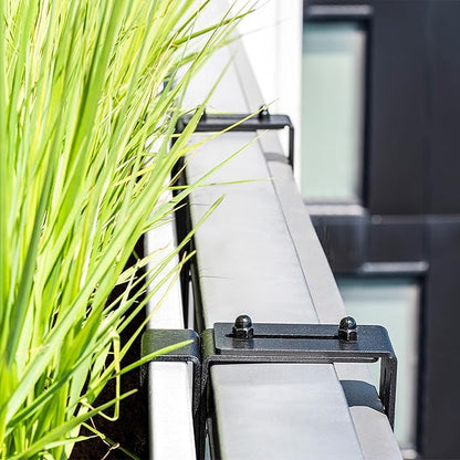 Veradek Block Series Railing Planter - Rectangular Flower Box for Outdoor Balcony/Fence | Durable All-Weather Use with Adjustable Brackets | Modern Décor for Flowers, Succulents, Hanging Plants