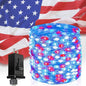 66Ft 200 LED Red White and Blue Fairy Lights Plug in, July 4th Waterproof String Lights 8 Modes with Timer for Indoor and Outdoor, American Flag Twinkle Lights for Independence Day, National Day
