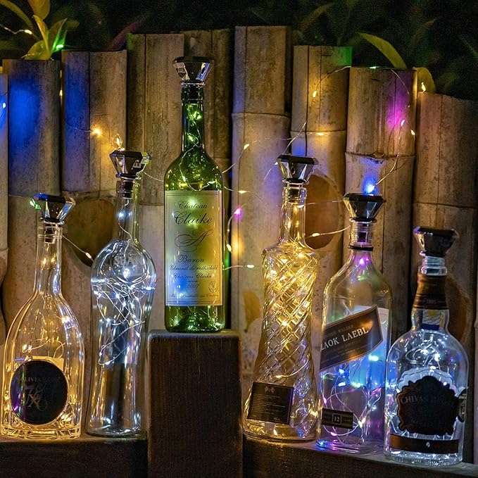 Solar Wine Bottle Lights 12 Pack, 3 Colors Diamond Shape