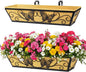 2 Pack 24 Inch Window Boxes Planter Railing Planters Box with Adjustable Brackets for Porch Deck Balcony Hanging Butterfly Decorative Flower Baskets & Non-Woven Fabric Liner for Outdoor Plants - Black