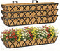 30 Inch Window Deck with Coco Liner, Fence Metal Hanging Flower Planter Window Basket Deck Railing Planter Boxes for Outdoor Garden Lawn，30" Window Boxes Horse Trough with Coconut Coir Liner, 4pcs