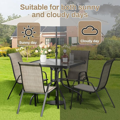 TLSUNNY Patio Dining Set 5 Pieces, All Weather Outdoor Furniture W/30"X 30" Table and 4 Stackable Textilene Chairs, Metal Table and Chairs for Lawn, Garden, Poolside, Backyard (Umbrella not Included)