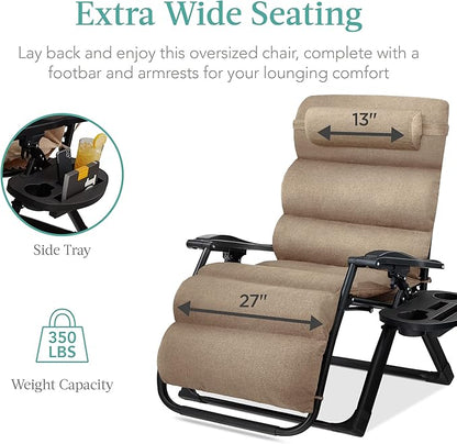 Zero Gravity Recliner Chair in Wheat with Removable Plush Cushion