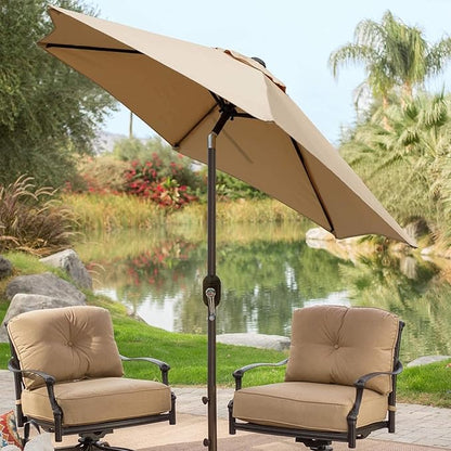 Blissun 7.5 ft Patio Umbrella, Yard Umbrella, Outdoor Market Umbrella with Push Button Tilt Crank (Tan)