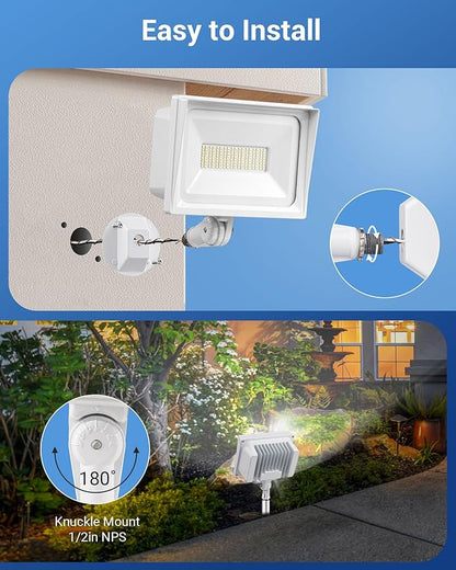 DEWENWILS 2-Pack 65W Flood Lights Outdoor, 6670 LM Super Bright Security Light Switch Controlled, IP65 Waterproof, 5000K LED Flood Light Outdoor for Yard, Garage, Garden, UL Listed