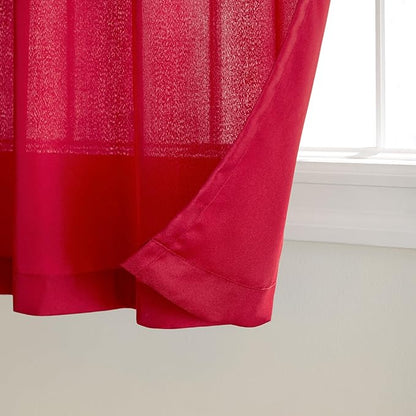 TOWN & COUNTRY BASICS Cabana Solid Heavyweight Indoor Outdoor Curtains, Light Filtering Opacity with Grommet Top, Water Repellent, 2-Pack Set, 54"x96", Radiant Red