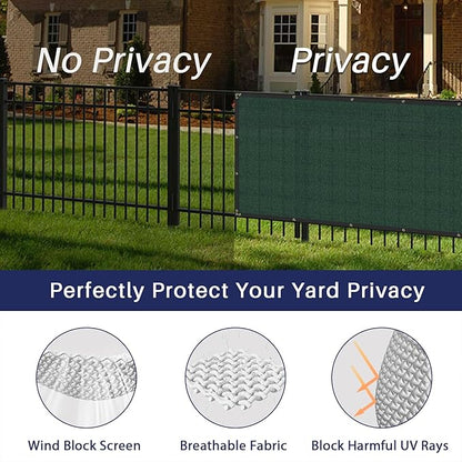 Windscreen4less Privacy Fence Screen Heavy Duty Windscreen Fencing Mesh Fabric Shade Net Cover with Brass Grommtes for Outdoor Wall Garden Yard Pool Deck, 6'x232' Green