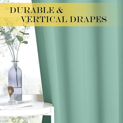 NICETOWN Blackout Sliding Door Curtains 84 Inch Length, Extra Wide Room Divider Grommet Energy Saving Thermal Insulated Curtain for Patio Door Window(W80 x L84, 1 Panel, Aqua Blue)