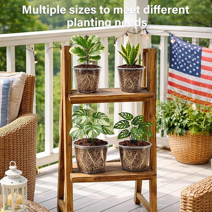 8 Packs 8 Inch Reinforced Large Clear Nursery Pots with Sacuers, Transparent Plastic Plant Pot Seedling Planter with Drainage Holes for Vegetable Propagation, Root Cutting, Seed Starting