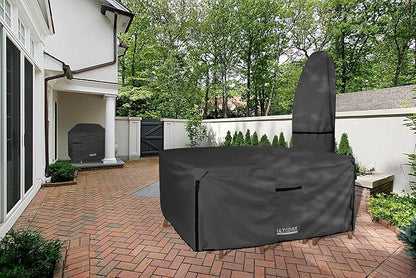 ULTCOVER 600D Tough Canvas Heavy Duty Square Patio Table and Chair Cover - Waterproof Outdoor General Purpose Furniture Covers 106 inch, Black