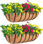 4 Pack 16" Railing Planter Window Box with Coco Fiber Liner Horse Trough Planter The Railing Planters Boxes for Deck Porch Fence Outdoor