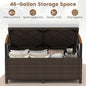 Storage Bench, 2-Person Brown PE Rattan with 46-Gallon Storage