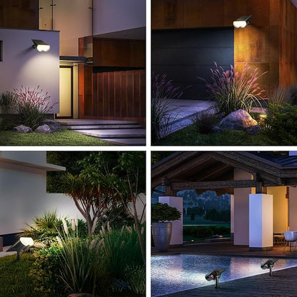 Consciot Solar Spot Lights Outdoor, 16 LEDs IP67 Waterproof, Auto On/Off Solar Landscape Spotlights, 2-in-1 Adjustable Wall Lights for Garden Yard Pathway, 6 Pack (Warm White)