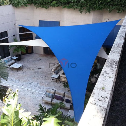 Patio Paradise 13' x 13' x 12'10" Sun Shade Sail Triangle Canopy, Permeable Shade Cloth Fabric Sunlight Block Patio Cover HDPE Deck Awning for Outdoor Backyard Pergolas Roof Shading, Blue