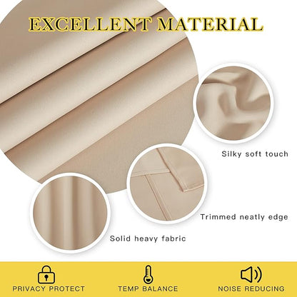 NICETOWN Blackout Drapery Curtain Panel - Window Treatment Thermal Insulated Solid Grommet Blackout Curtain/Panel/Drape for Bedroom (Biscotti Beige, 1 Panel, 52 by 72 inches)