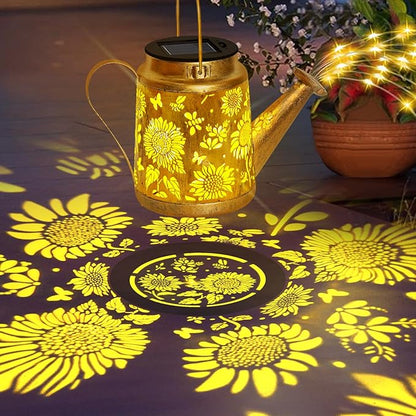 Sunflower Solar Watering Can Lights, Outdoor Waterproof Garden Lanterns with Shepherd Hook, Solar Garden Decor for Yard Outdoor Landscape Pathway, Gift for Women Mom Grandma, 2 Pack
