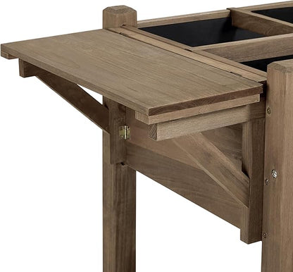 Yaheetech 49x22x32in 8 Pockets Horticulture Raised Garden Bed Elevated Wood Planter Box Stand with Foldable Side Table and Storage Shelf for Herb/Vegetables/Flowers