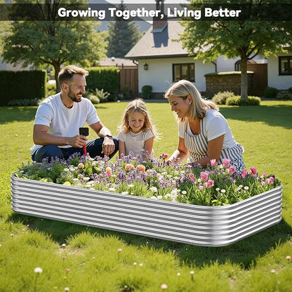 3 Pack Raised Beds for Gardening, Corrugated Galvanized Steel Raised Garden Bed, Outdoor Metal Above Ground Garden Bed for Vegetables and Flowers-3x2FT