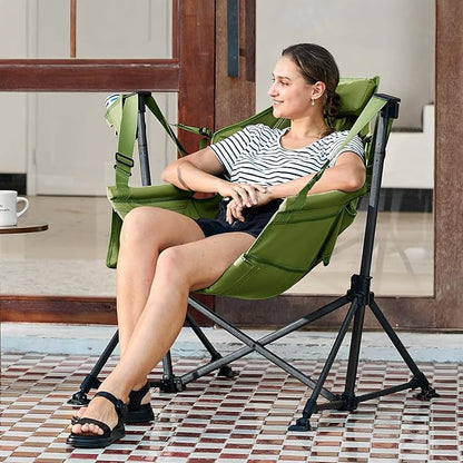 TIMBER RIDGE Hammock Camping Chair, Oversized Swinging Hammock Chair with Adjustable Back and Seat for Outdoor Lawn, Sports, Supports 400lbs, Green