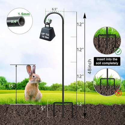 FEED GARDEN Adjustable 48 Inch Small Shepherd Hooks for Outdoor, Garden Hook for Lanterns, Shepard Hooks for Hanging Plants, Bird Feeders, Solar Lights, Mason Jars, Weddings Decor,2 Pack