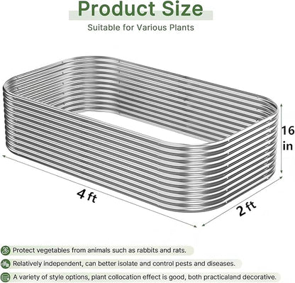 3 PCS Tall 4x2ft Galvanized Raised Garden Bed Outdoor, Metal Garden Bed for Vegetables, Above Ground Garden Box for Flower, Steel Raised Beds for Gardening