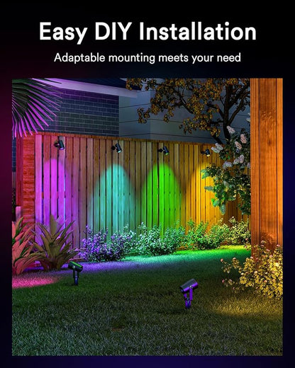 Lumary 56FT Smart Landscape Lights Gen2, 6 Pack RGBAIWW Color Changing Spotlights Low Voltage, Outdoor Lights for Yard, Festival, Compatible with Alexa & Google Assistant