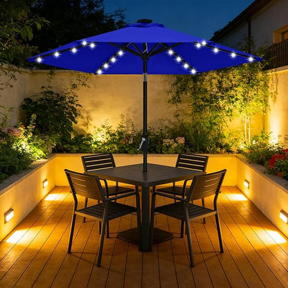ABCCANOPY Durable Solar Led Patio Umbrellas with 24LED Lights 7.5FT (Royal Blue)