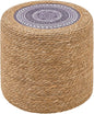 Wimarsbon Round Pouf Ottomans, Handwoven Natural Water Hyacinth Seagrass Pouffe,Outdoor Rattan Stool Accent Seat, Bohemian Coastal Home Decor (18inch Natural Cattail-Boho 2)