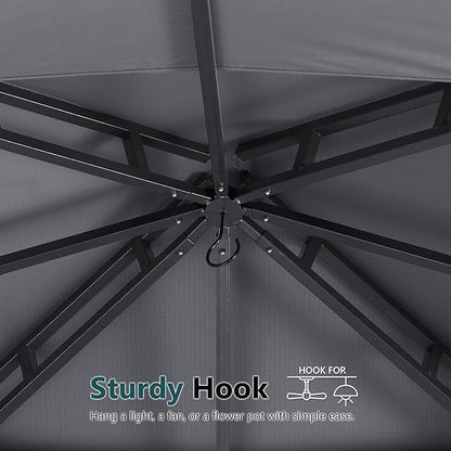 MASTERCANOPY Outdoor Garden Gazebo for Patios with Stable Steel Frame and Netting Walls (9x9,Dark Gray)